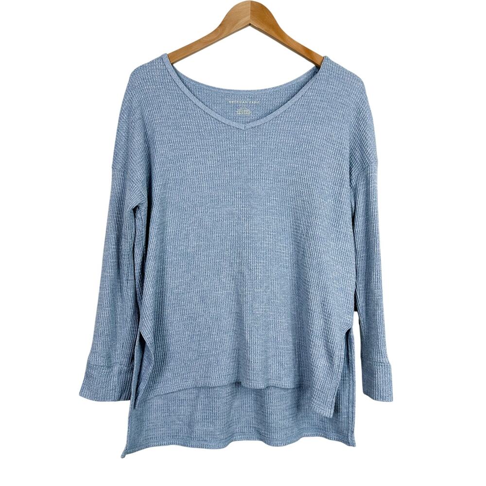 American Eagle Light Blue Super Soft Oversized Waffle Knit Thermal